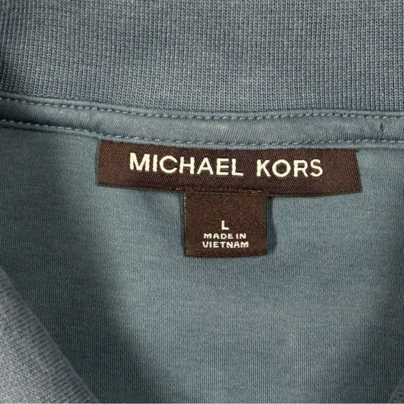 Michael Kors Polo Shirt Mens Size L Short Sleeve Logo Preppy Classic Blue - Picture 4 of 10